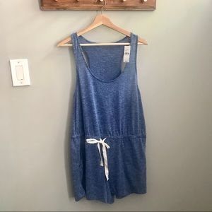LOFT | Beach Drawstring Romper in Ocean Heather